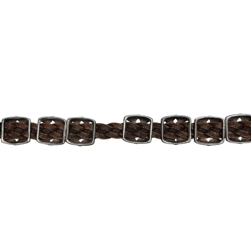 Brighton Vintage 1996 Womens Braided Leather Western Concho Belt Brown Size M